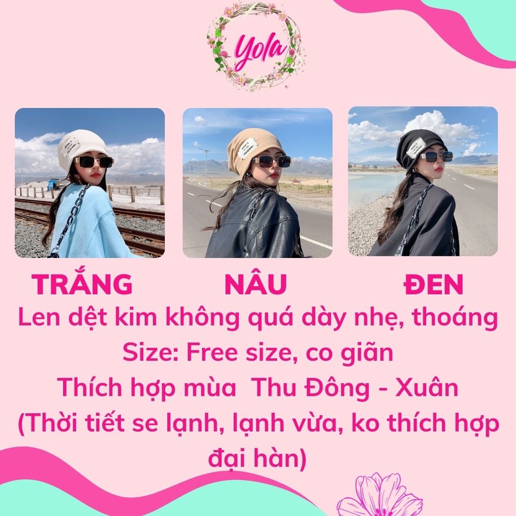 Mũ len nữ mũ trùm đầu SEASON YOLA SHOP mũ len hàn quốc dệt kim thời trang thu đông se lạnh MULEN.001 (QUÀ TẶNG CỘT TÓC)