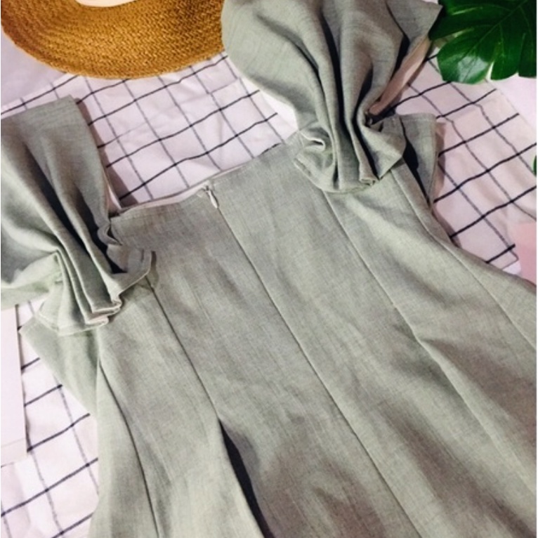Áo kiểu peplum, cột nơ, xanh mint thanh lý