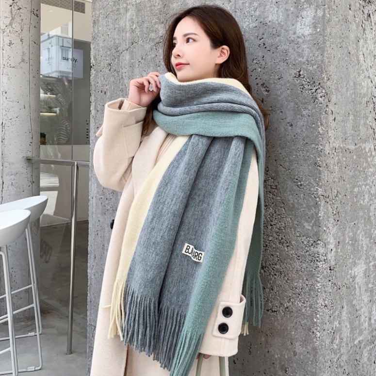 Khăn quàng cổ len nữ cashmere mùa đông Dày Mịn LUHAZO Hàng Quảng Châu phong cách thời trang Siêu Đẹp