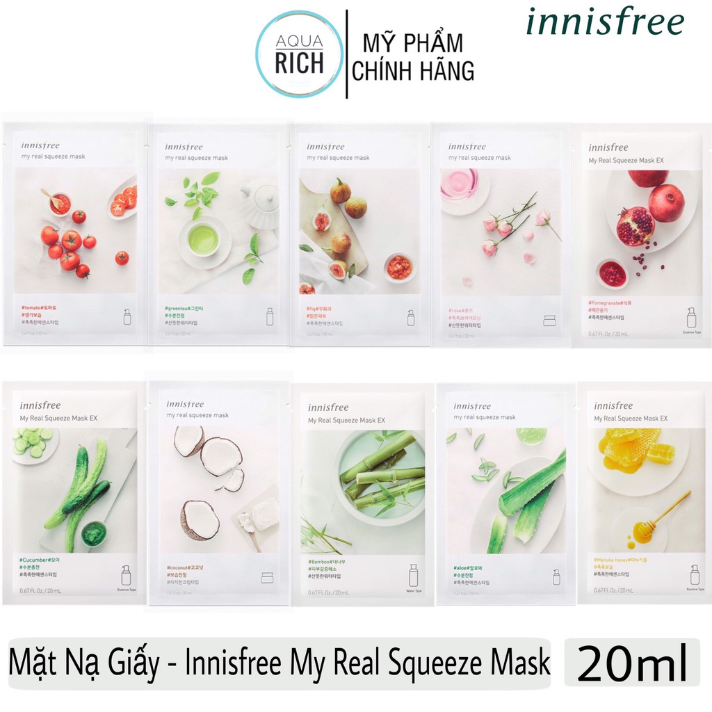 Mặt nạ giấy cấp nước dịu mát từ tre innisfree My Real Squeeze Mask - 20ml