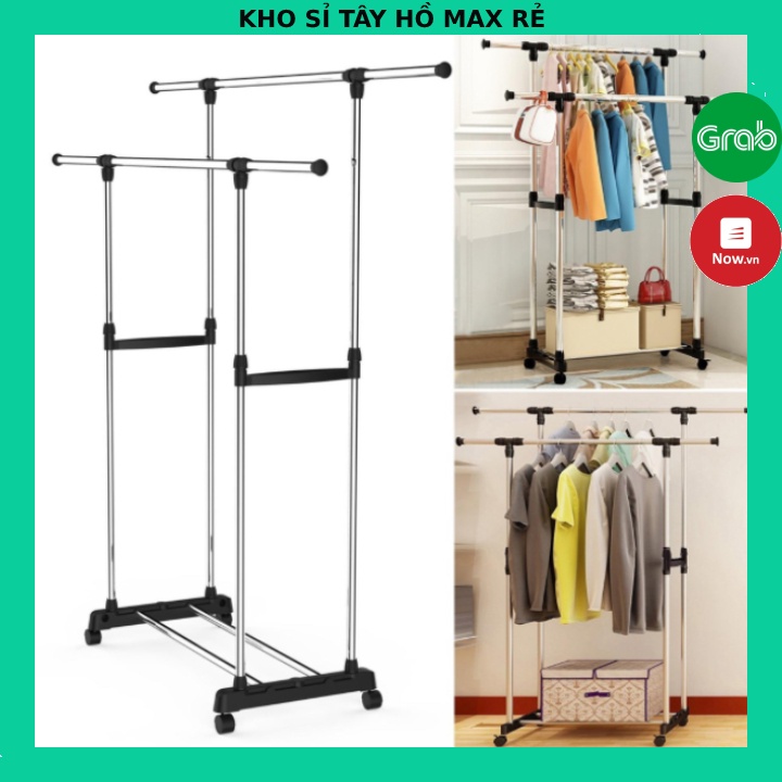 [FREESHIP❤️] GIÁ PHƠI ĐỒ GIA ĐÌNH INOX - CÓ BÁNH XE TIỆN LỢI