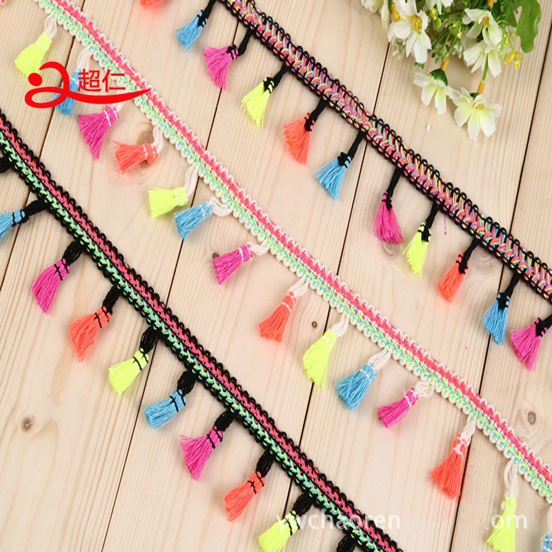 2 Yards Lace Edge Fringe Braid Ribbon Jacquard Applique Sewing Craft Décor Style 1