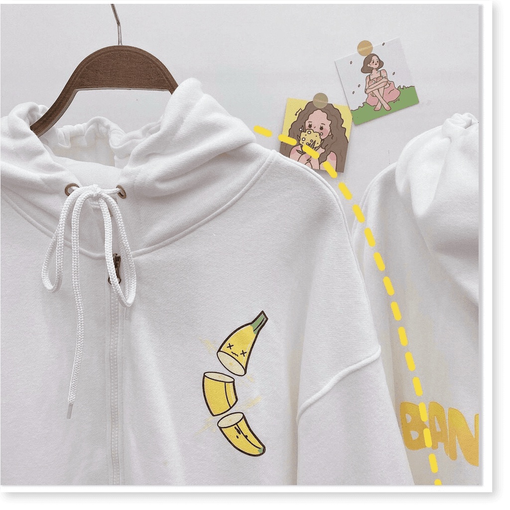 Áo hoodies dây kéo NỮ SIÊU XINH , CUTE HÌNH CHUỐI THỜI TRANG LANA FASHION