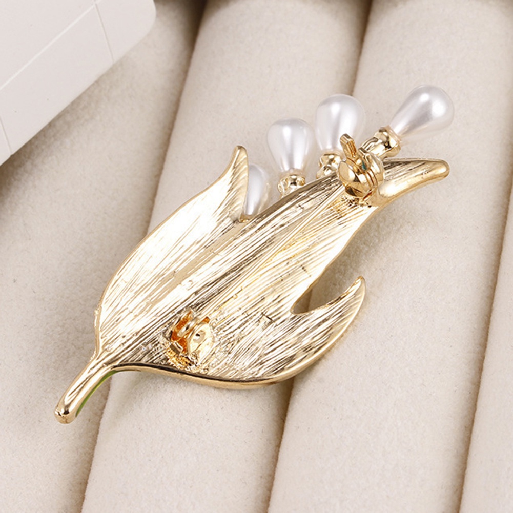 YOML✔Rhinestone Faux Pearl Tree Leaf Brooch Pin Fashion Women Party Jewelry Gift