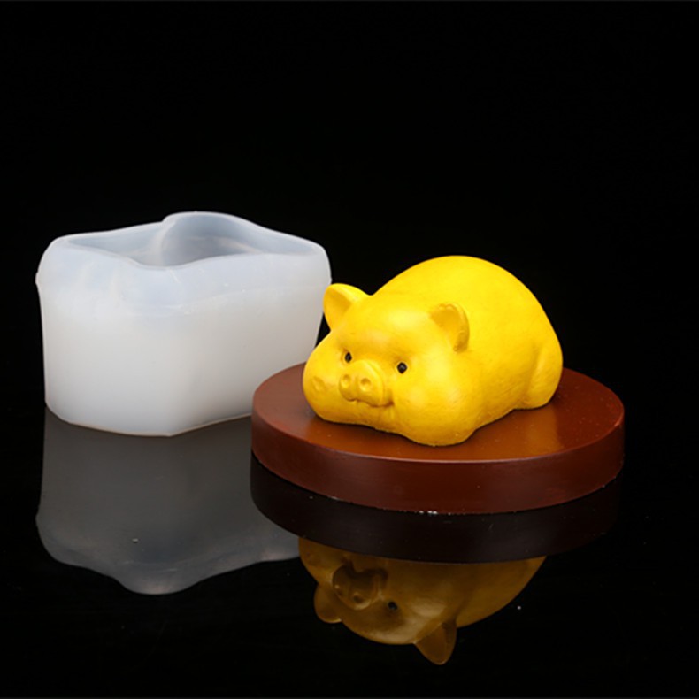 Khuôn silicon 4d làm rau câu làm bánh mẫu Heo Nằm