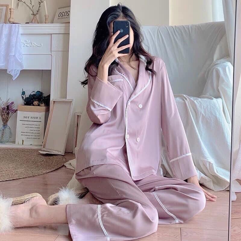 ⚡️BÁN SỈ⚡️Bộ pijama lụa phối cổ 3 màu