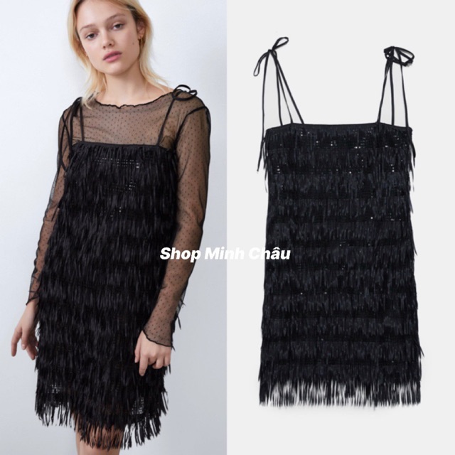 (Sẵn) Váy kim tuyến Zara auth canh sale