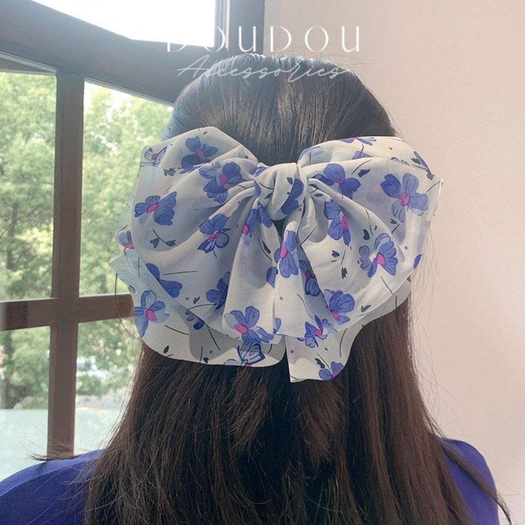 Băng đô rửa mặt chống trượt DOUDOU Cài tóc nữ hình tai gấu đính hoa Bờm lông cừu Hàn Quốc dễ thương cho nữ FG007