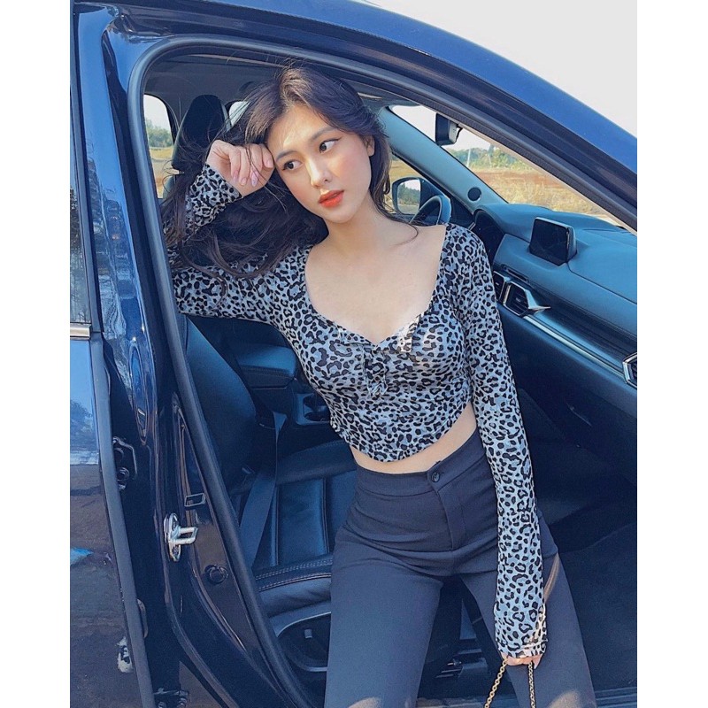 [Mã WASTUP giảm 10% tối đa 30K đơn 99K] Áo croptop da beo nút bấm tay dài - tay ngắn siêu xinh MÓM STORE | BigBuy360 - bigbuy360.vn