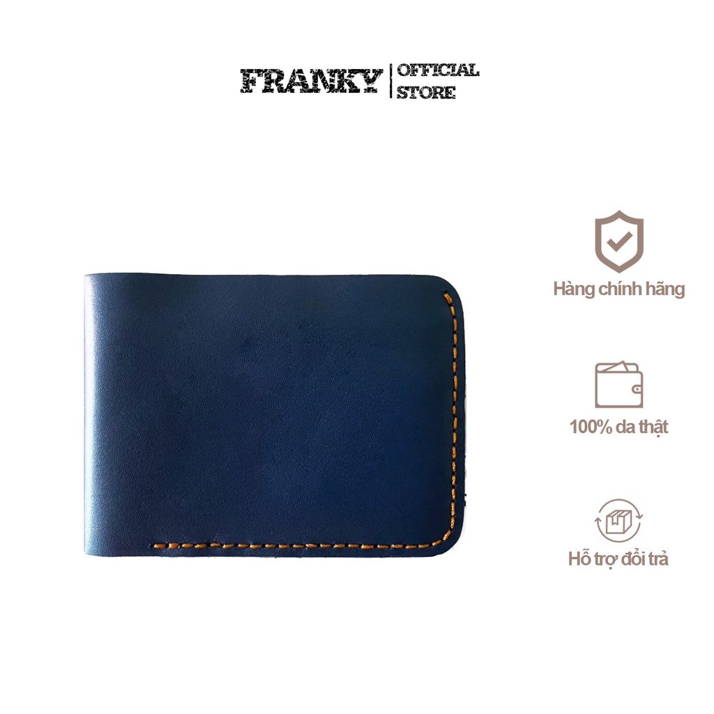 Ví Nam Franky Da Bò Thật Màu Xanh Dương Bảo Hành 1 Năm