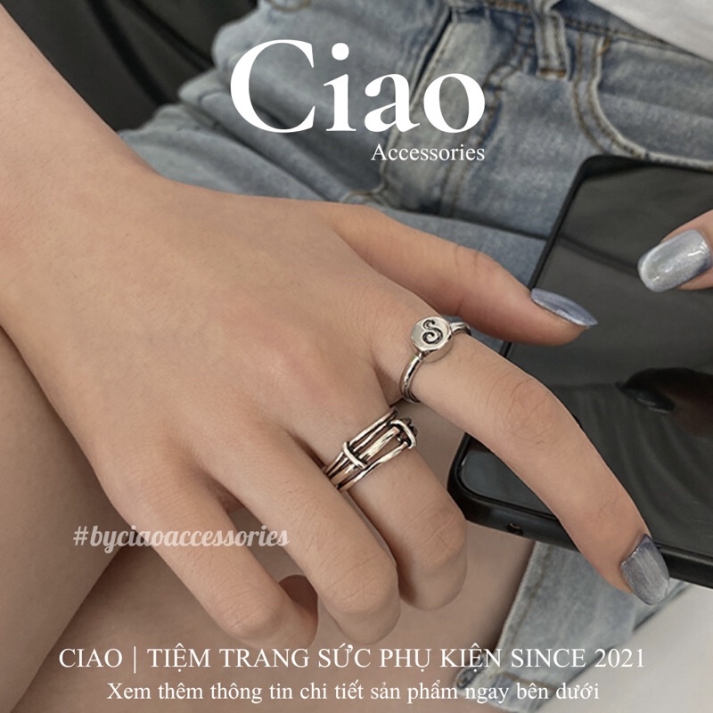 Nhẫn mạ bạc S925 thiết kế hoạ tiết tinh tế phong cách trendy Richard Ciao