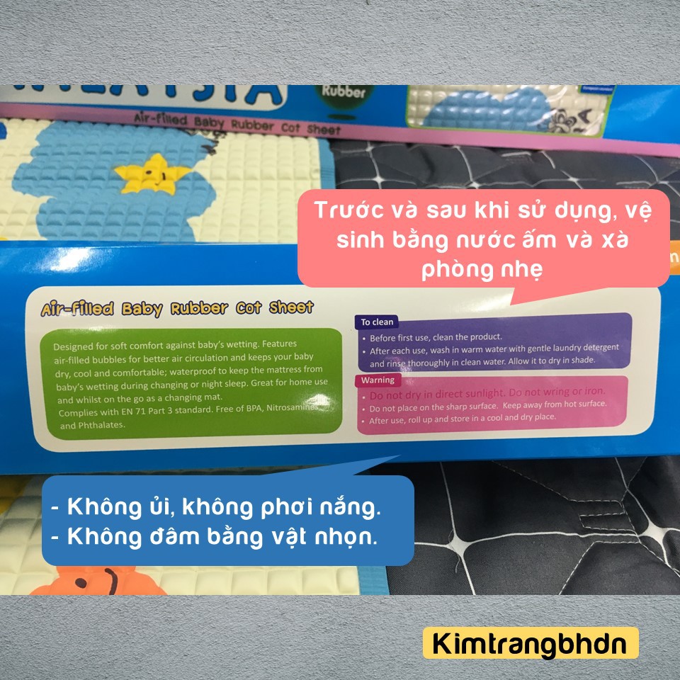 Tấm lót cao su chống thấm Kareal - Malaysia (Nệm thoáng khí cho trẻ sơ sinh)