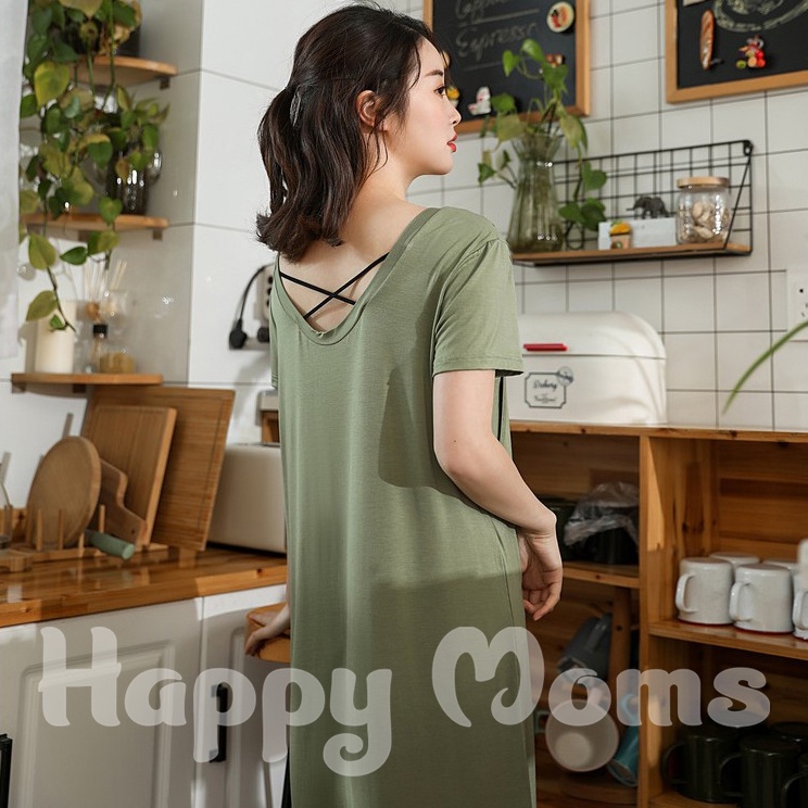 Đầm Bầu Thun Cho Con Bú Mặc Ở Nhà Chất Vải Modal Mềm Mịn Thoáng Mát - Đồ Bầu HappyMom
