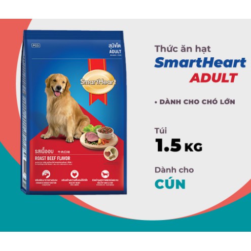 &lt;Túi lớn&gt; Thức ăn cho chó trưởng thành Smartheart Adult 1.5kg