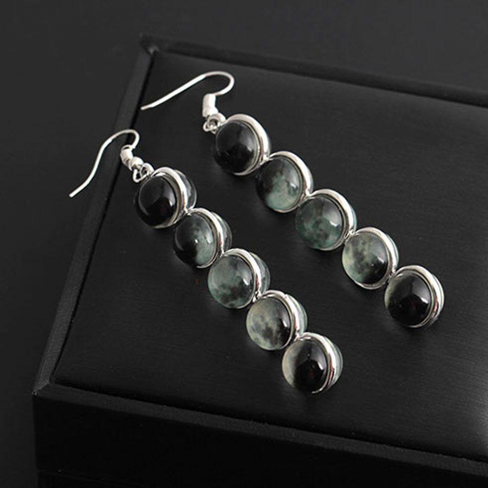 JARRED 1 Đôi Bông Tai Dài Hình Mặt Trăng Kính