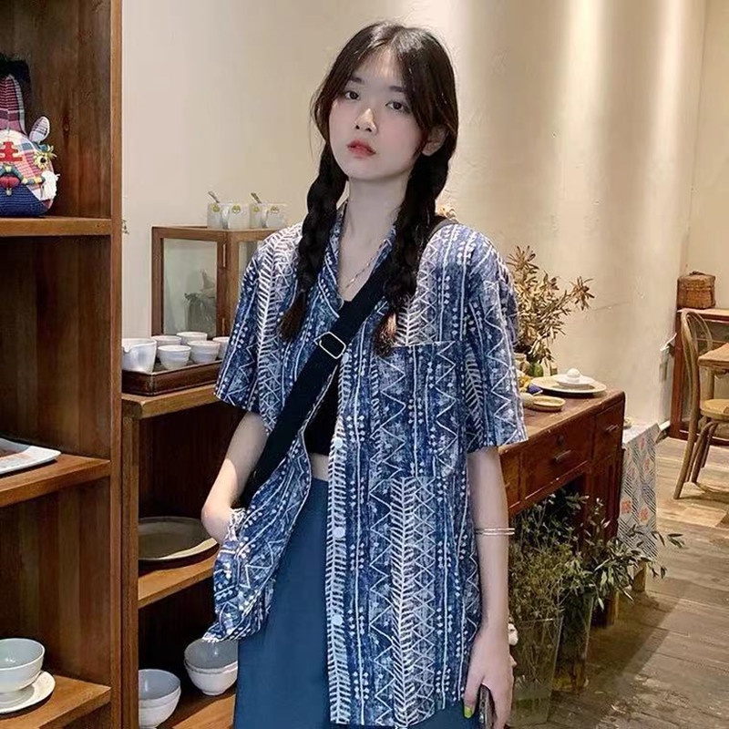 Áo Sơ Mi Tay Ngắn Dáng Rộng Phong Cách Hong Kong Cổ Điển Thời Trang Mùa Hè Hàng Mới Dành Cho Bạn Nữ