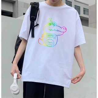 Áo thun cotton RIDU in Phản quang ánh 7 màu cá sấu siêu đẹp, chất lượng, oversize tay lở, ATPQ2
