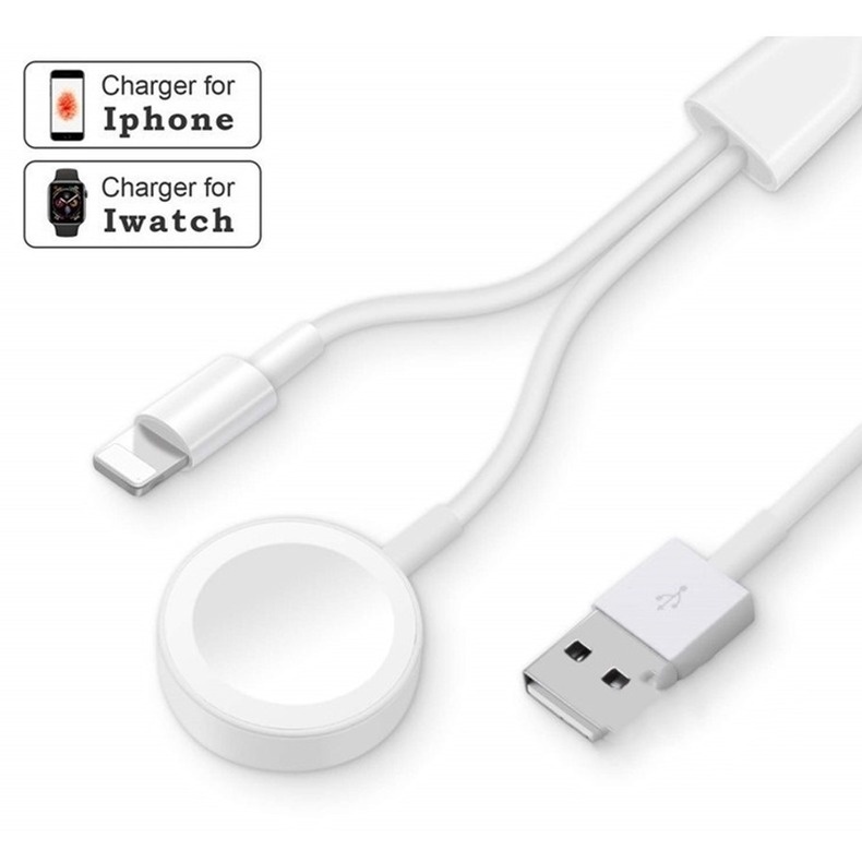 Dây cáp sạc nhanh usb 2 trong 1 thích hợp cho đồng hồ thông minh Apple IPX Xs 11 Max 5 4 3 2