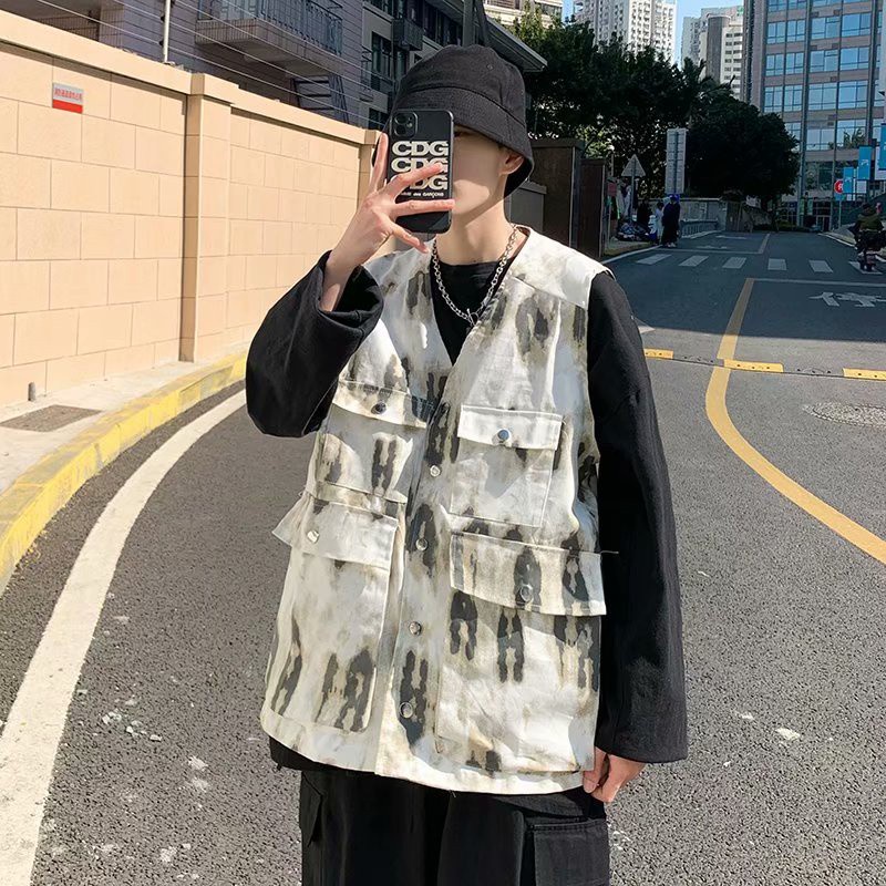 Áo sát nách nhuộm màu phong nam cách hip hop đường phố cho nam và nữ phong cách Hàn Quốc phong cách couple áo gile oversize basic unisex áo vest áo khoác