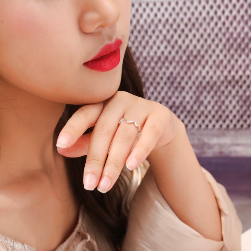 Nhẫn Đôi Khắc Hình Nhịp Tim Đơn Giản Cá Tính Hợp Thời Trang