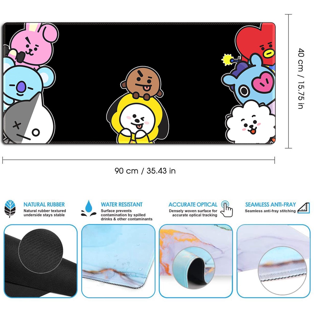 Tấm lót chuột bàn phím cỡ lớn in hình BT21 K-POP Bangtan Boys