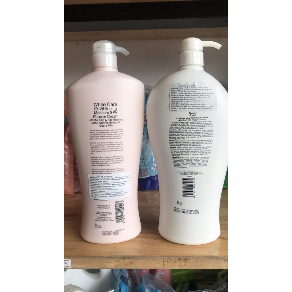 Sữa Tắm Dê White Care 2X 1200ml & Sữa tắm Spa 1100ml Malaysia