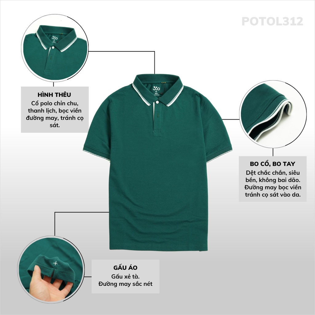 Áo polo nam thương hiệu 360 BOUTIQUE thun nam có cổ 3 màu cotton cao cấp - POTOL312