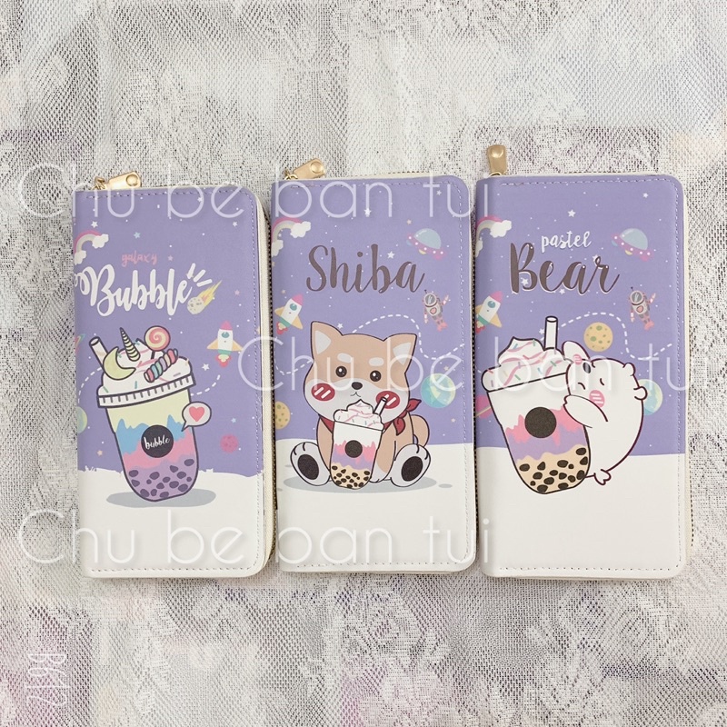 Ví dài đựng thẻ tiền cho nữ hình THÚ CƯNG TRÀ SỮA dễ thương, Ví dài nữ đựng vừa điện thoại