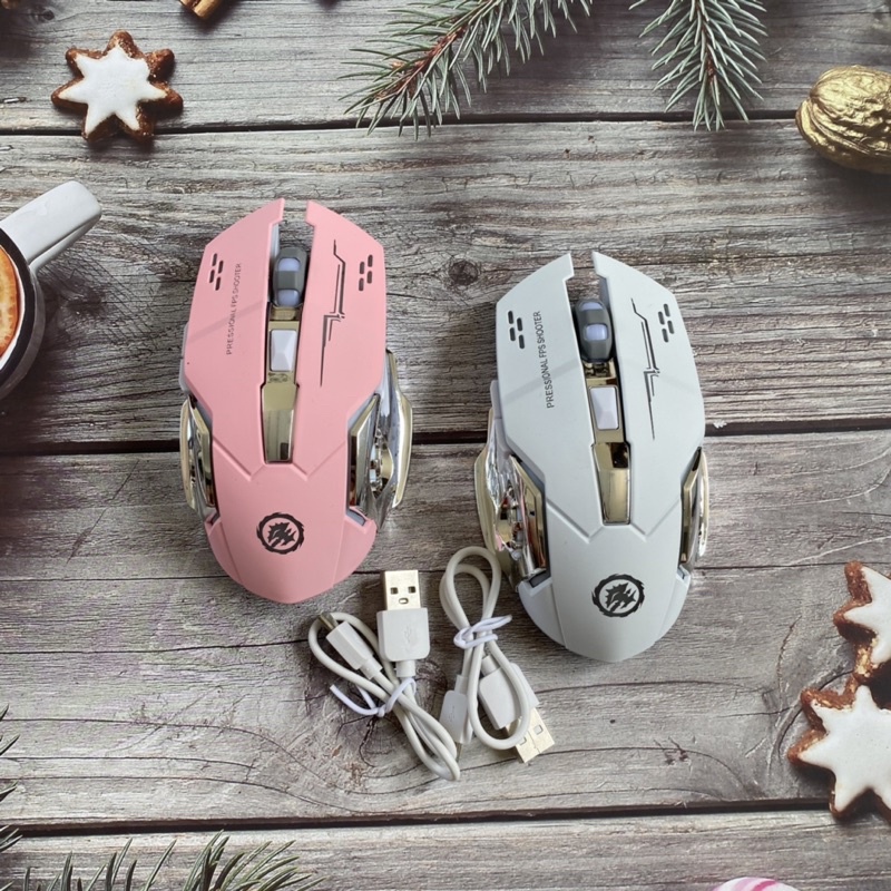 Chuột Gaming T28 Không Dây Chống ồn Dành Cho Game Thủ Chống Ồn Có Đèn LED - BH 12 tháng
