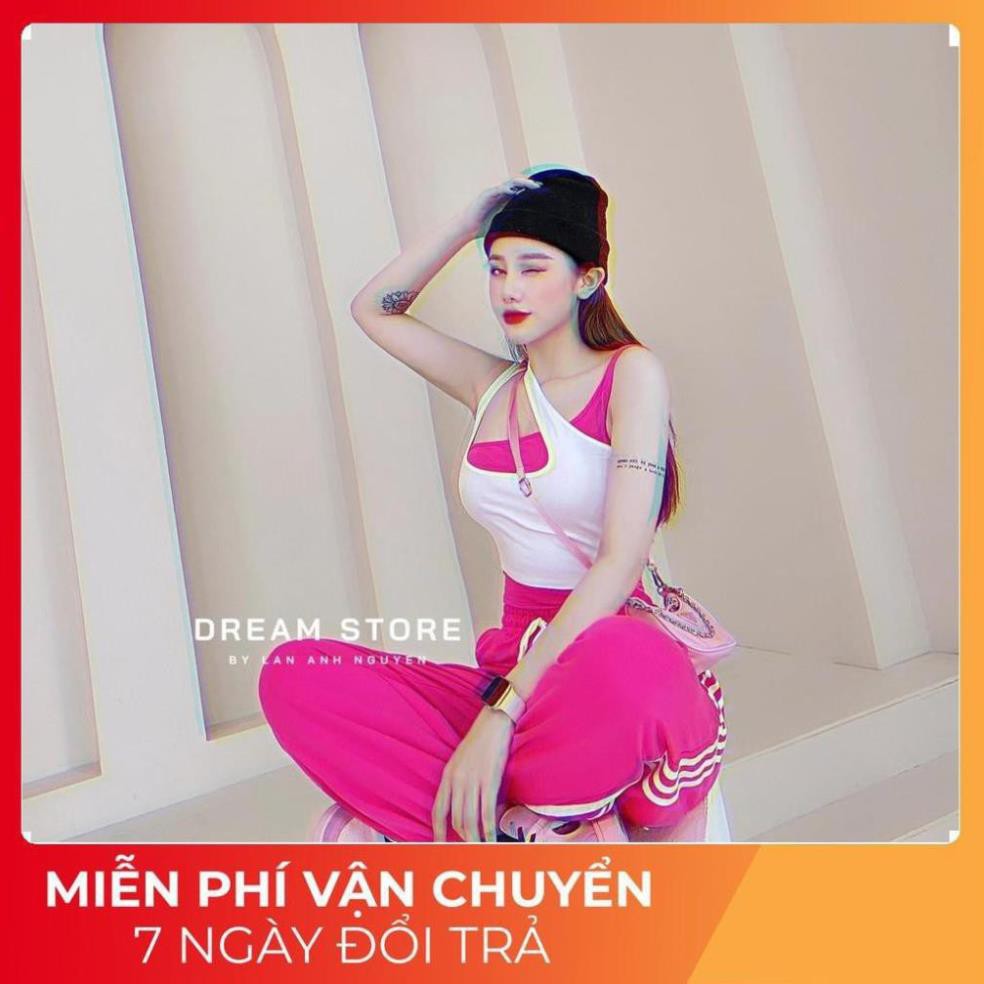 Set bộ thể thao áo croptop phối màu quần bom chạy sọc viền cực cá tính | BigBuy360 - bigbuy360.vn