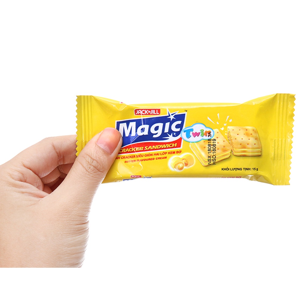 Bánh Quy Cracker 2 lớp kem Magic Cream Hộp 300g Jack 'n Jill (20 gói)