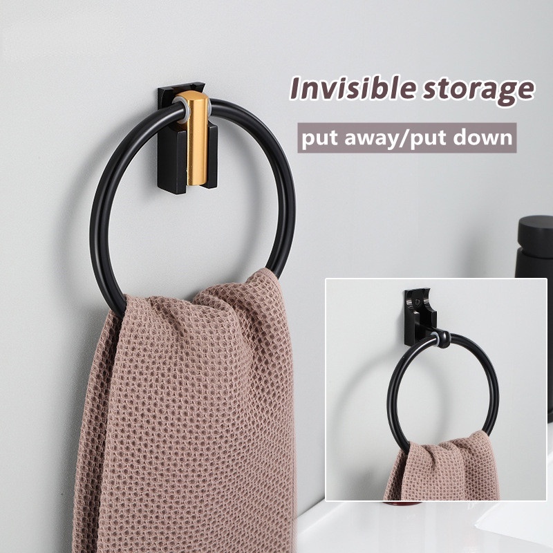 Giá Treo Khăn Tắm Bằng Nhôm Màu Đen Thiết Kế Vô Hình Tiện Dụng