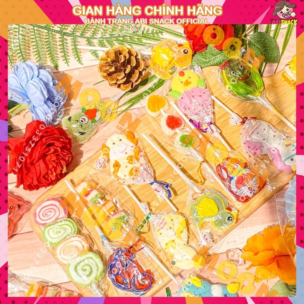 Combo 5 cây kẹo dẻo xiên loại que mềm và cứng hình dáng đông vật/ con giáp