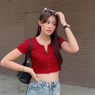 [Xả kho] Áo thun croptop/ áo croptop cài nút