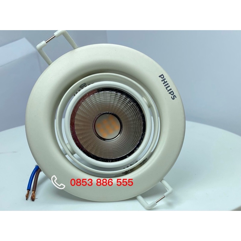 CHÍNH HÃNG **Đèn LED âm trần chiếu điểm 7W lỗ khoét trần D75mm PHILIPS, 59776  POMERON 070 7W WH Recessed spot light.
