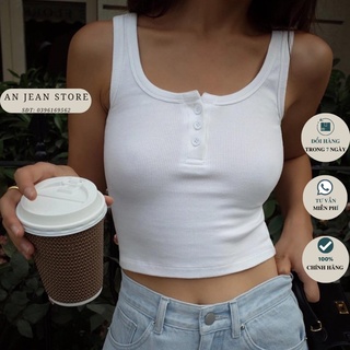Áo croptop nữ hai dây bản to chất thun bo gân co giãn