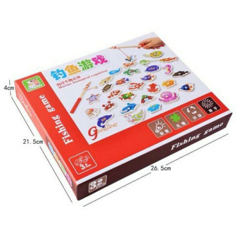 Bộ câu cá bằng gỗ cho bé - Bộ đồ chơi câu cá 32 con