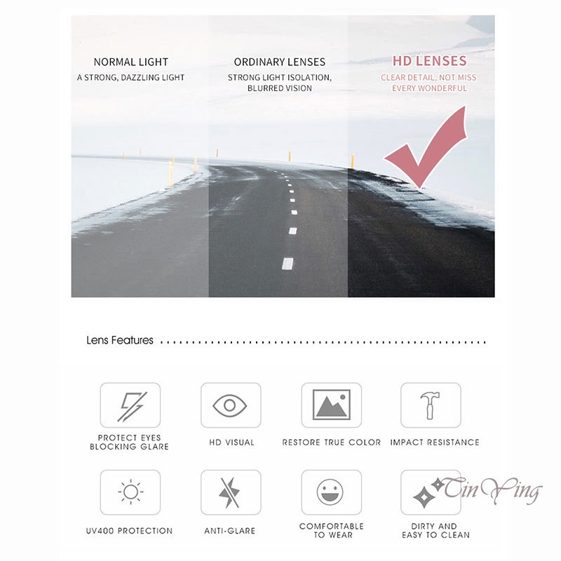 GETNOIVAS Kính mát tròng trong suốt không viền thời trang cho nữ