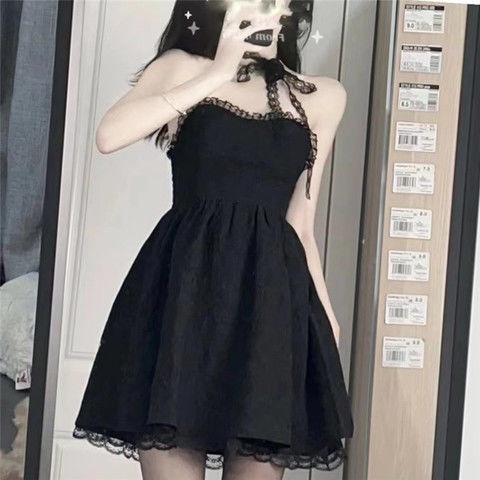 Đầm Ngắn Hai Dây Ống Màu Đen Hình Thiên Nga Nhỏ Thời Trang Dành Cho Nữ