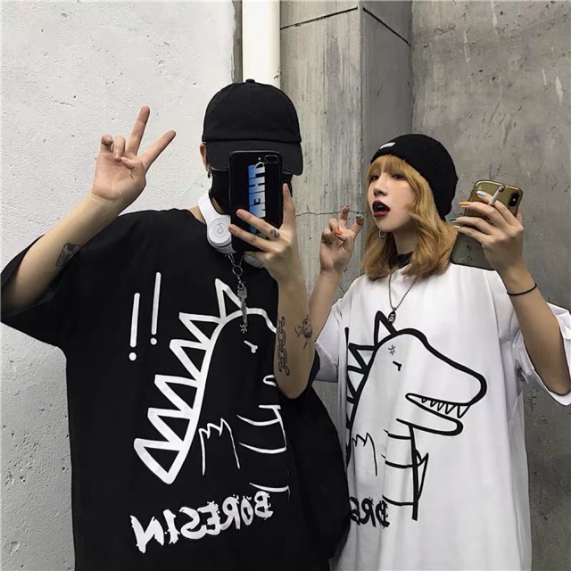 [Mã WASKT410K giảm 10K đơn 50K] Áo thun tay lỡ unisex Khủng Long Xinh, nam nữ ulzzang Wind