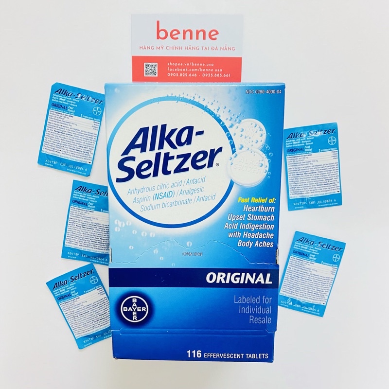 Viên sủi Alka Seltzer Orginal Flavor hỗ trợ giảm đau của Mỹ