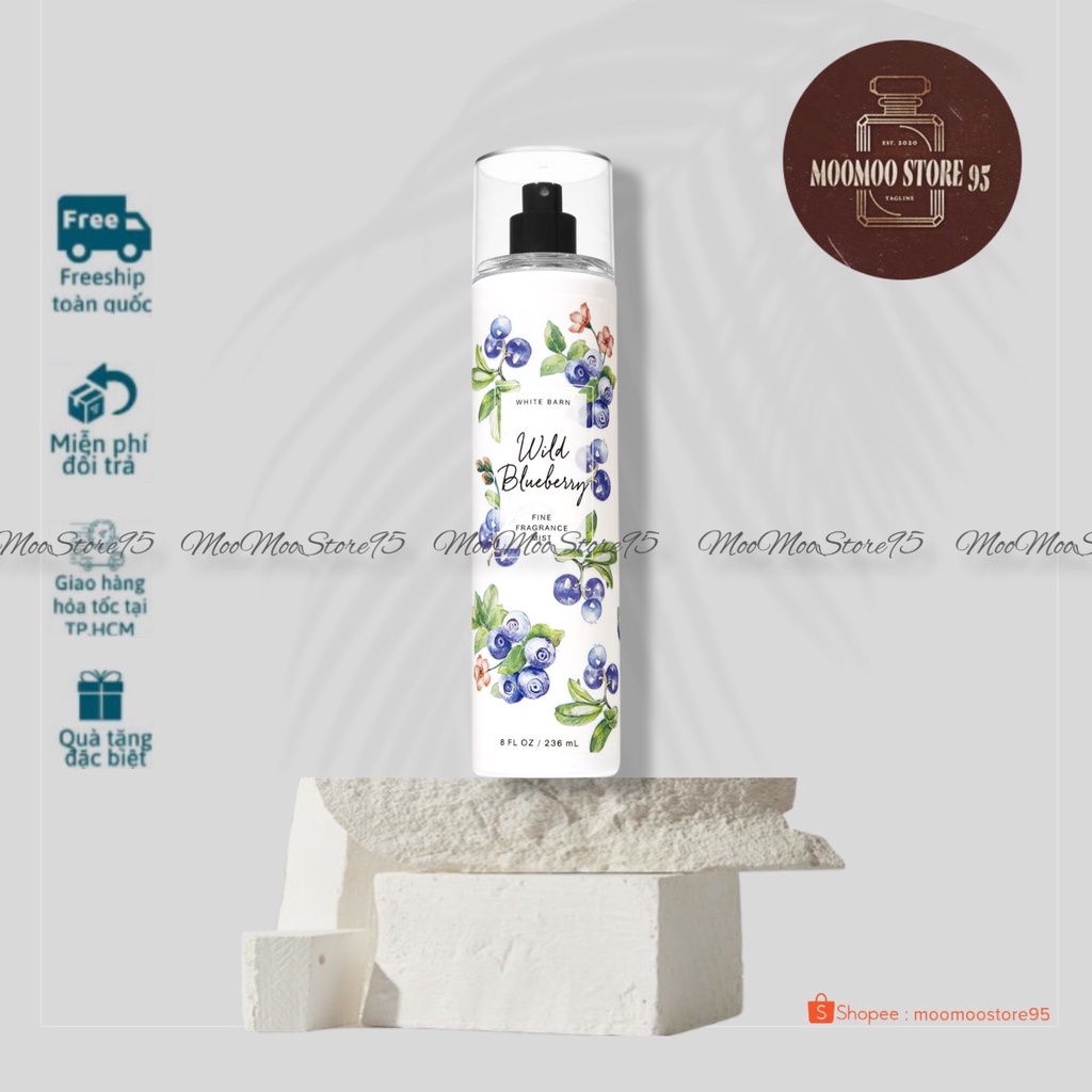 -𝐌𝐨𝐨𝐌𝐨𝐨- Xịt thơm toàn thân Bath and Body Works Wild Blueberry Body Mist