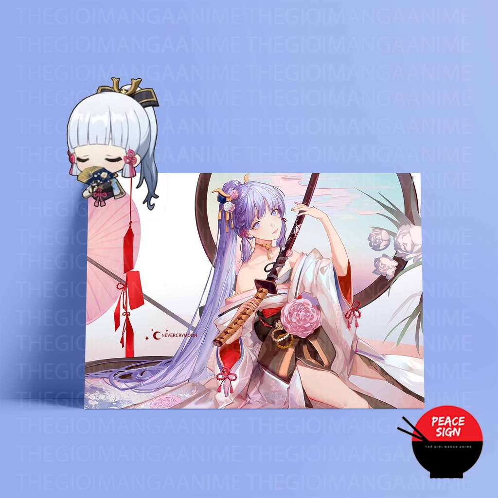 Tấm Poster cao cấp giấy 260gsm in hình nhân vật KAMISATO AYAKA game GENSHIN IMPACT anime chibi postcard ảnh đẹp