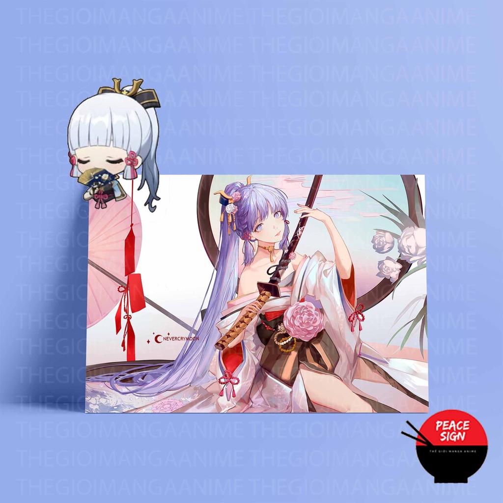 Tấm Postcard cao cấp giấy 260gsm in hình nhân vật KAMISATO AYAKA game GENSHIN IMPACT anime chibi ảnh đẹp