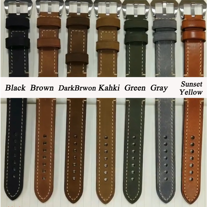 Dây Đeo Bằng Da Thật 18 / 20 / 22 / 24mm Thay Thế Cho Đồng Hồ Thông Minh Samsung S3 Huawei Huami GT2