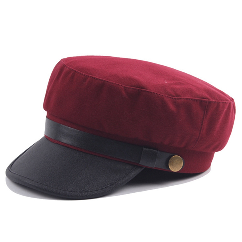 Mũ lưỡi trai da PU thời trang quân đội cho nam nữ