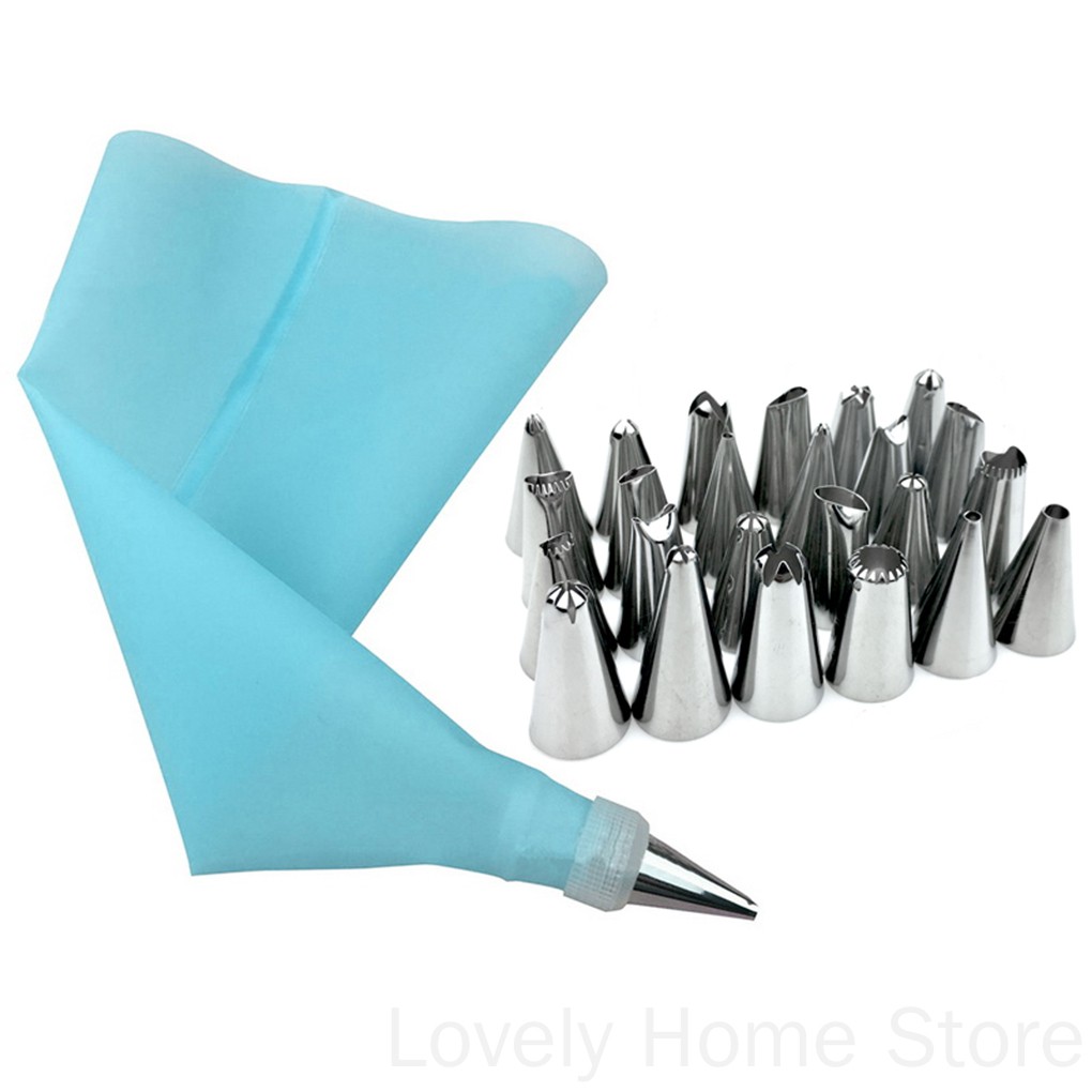 Set 26 dụng cụ trang trí bánh gồm vòi phun bằng thép không gỉ kèm phụ kiện