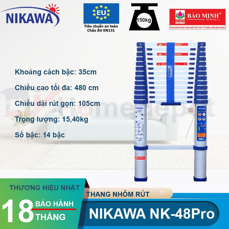 Thang nhôm rút đơn Nikawa NK-48PRO