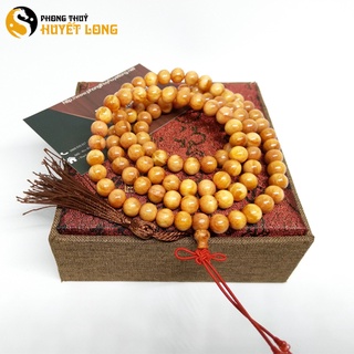 Chuỗi tràng hạt huyết long thấu quang 108 hạt 8ly, vòng gỗ huyết rồng tự nhiên