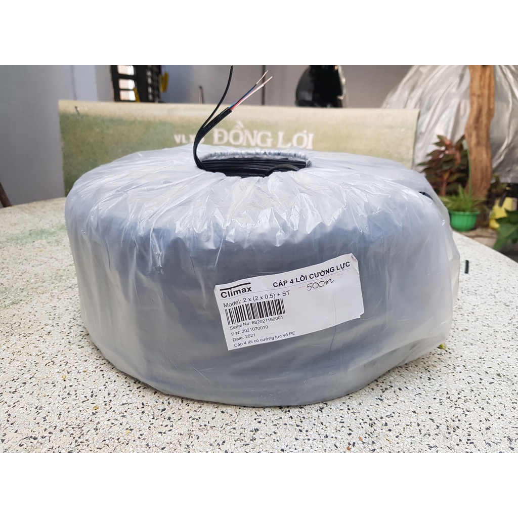 Cuộn 500m cáp mạng, cáp camera 4 lõi đồng nguyên chất có cáp treo dây - cáp lan ngoài trời, dây mạng ngoài trời